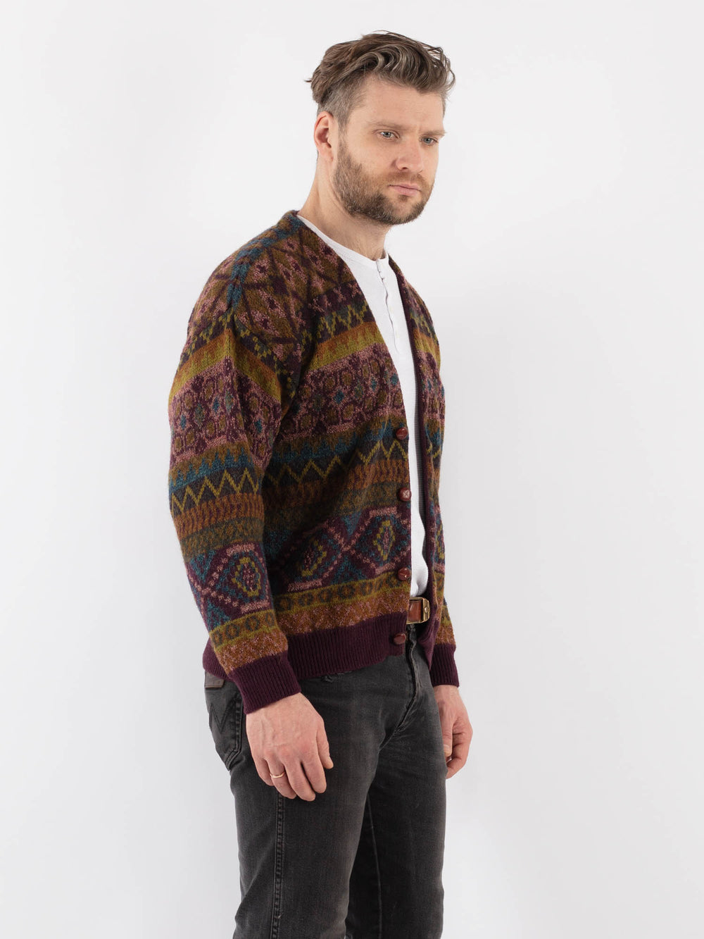 Vintage 70's Men Cardigan in MultiZ952