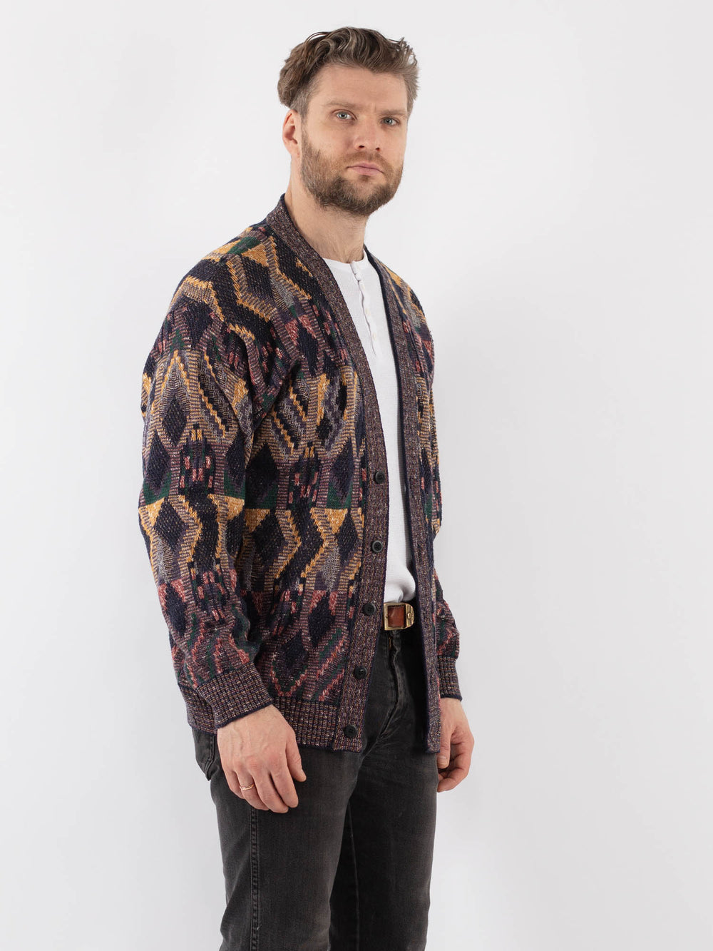 Vintage 70's Men Cardigan in MultiZ953