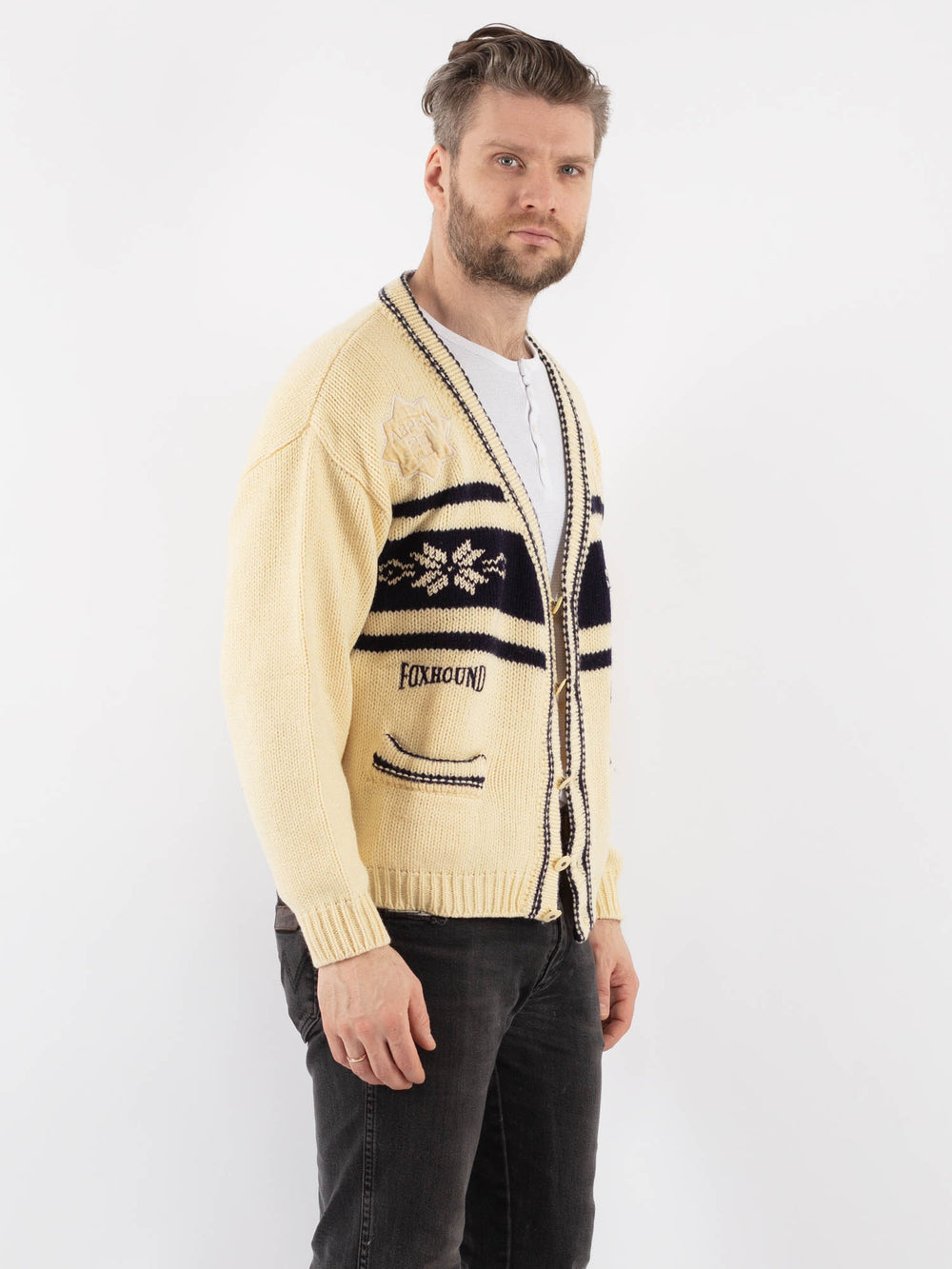 Vintage 70's Men Cardigan in BeigeZ964