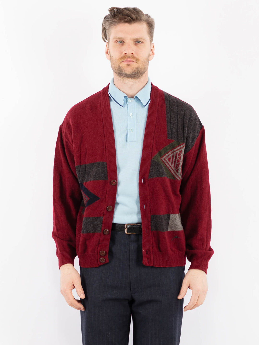 Vintage 70's Men Cardigan in RedZ1382
