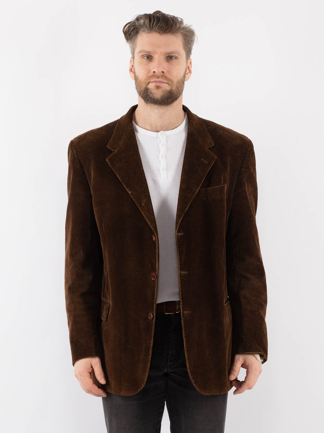 Vintage 70's Men Corduroy Blazer Jacket in BrownZ983