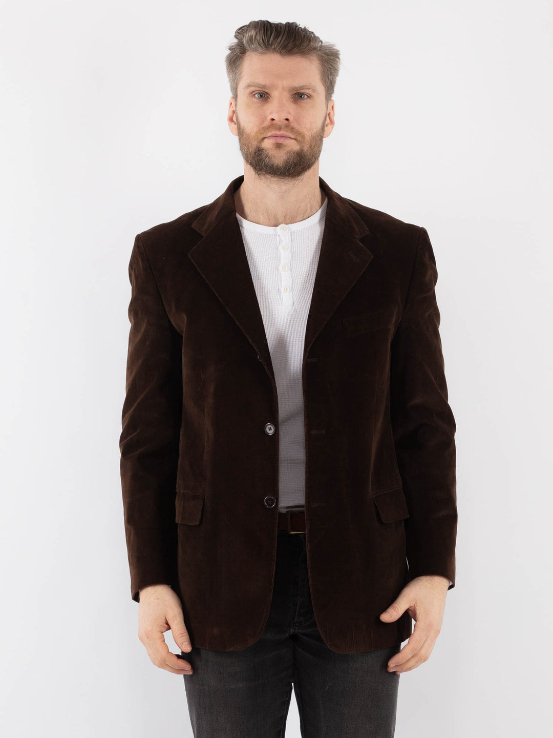 Vintage 70's Men Corduroy Blazer Jacket in BrownZ991