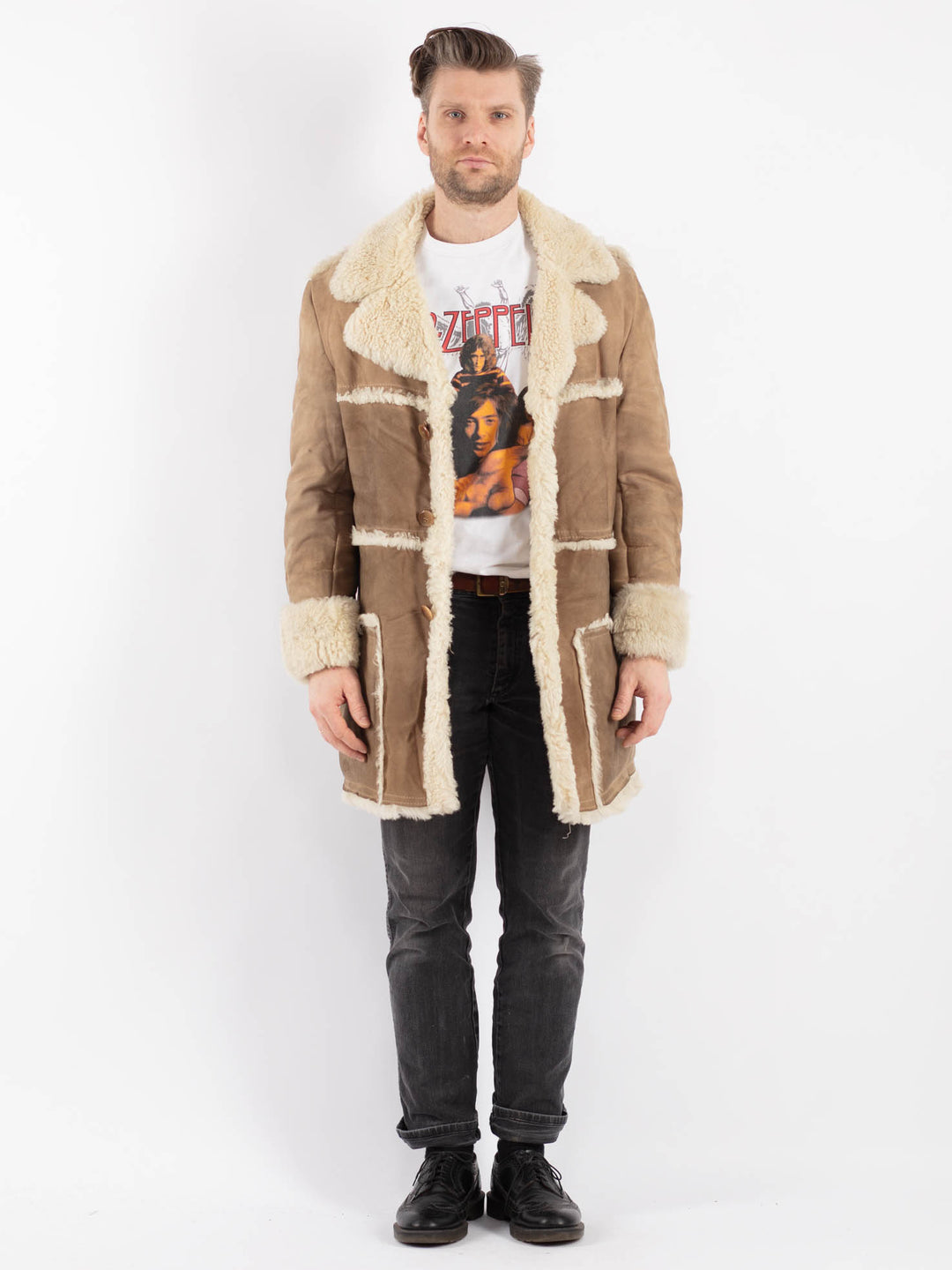 Vintage 70's Men Sheepskin in BeigeZ438