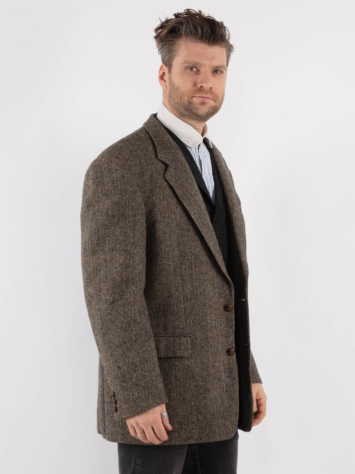Vintage 70's Men Harris Tweed Jacket in Beige - NorthernGrip
