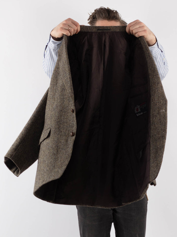 Vintage 70's Men Harris Tweed Jacket in Beige - NorthernGrip