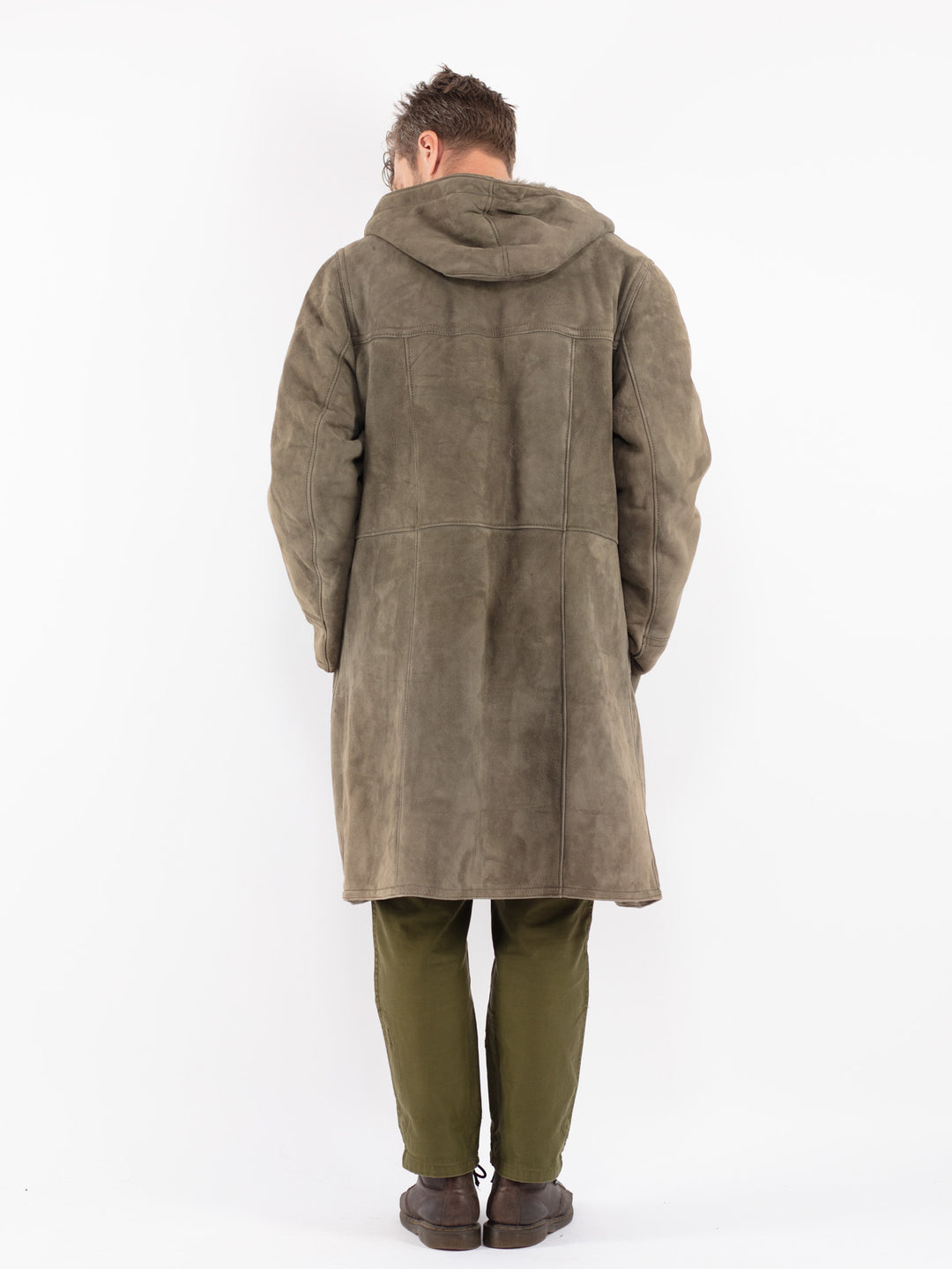 Vintage 70's Men Sheepskin Coat in Green