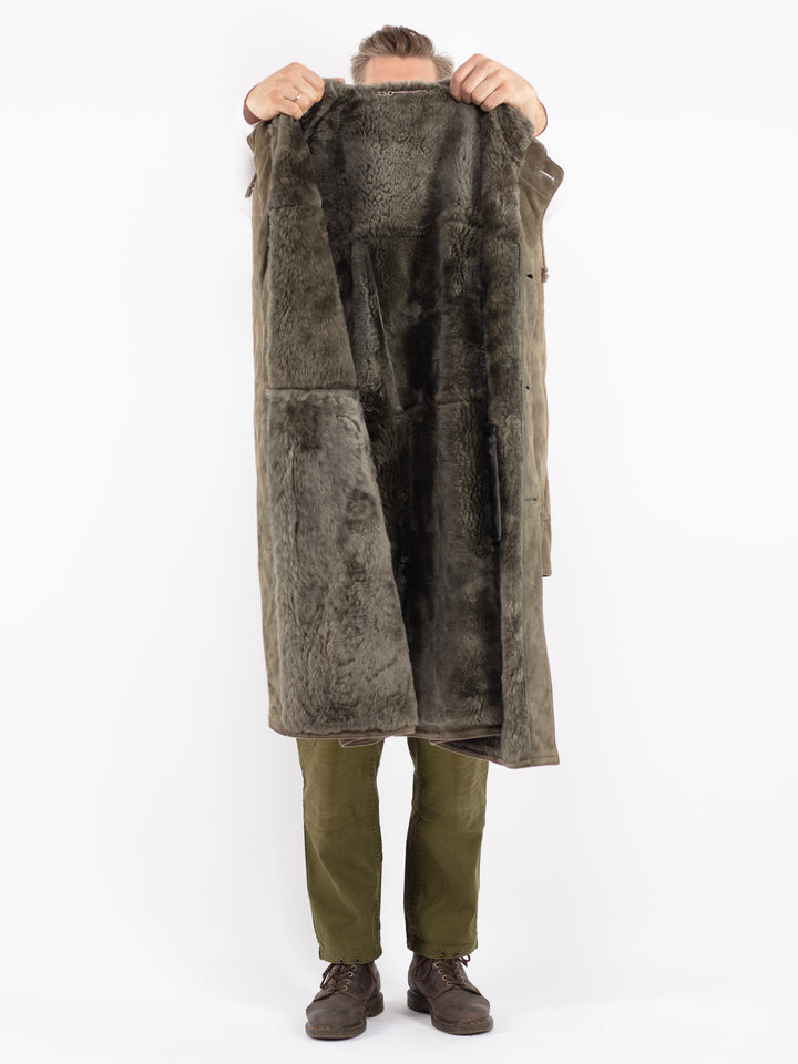 Vintage 70's Men Sheepskin Coat in Green