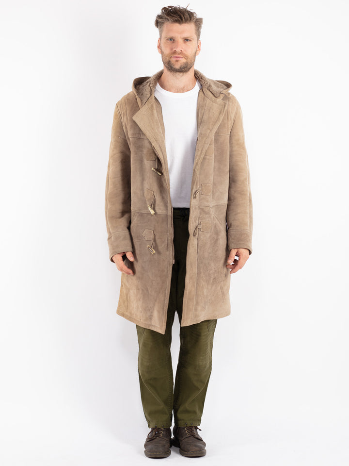 Vintage 70's Men Sheepskin Coat in Beige