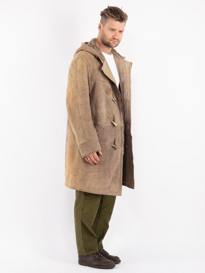 Vintage 70's Men Sheepskin Coat in Beige