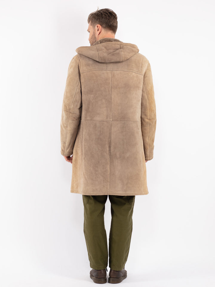 Vintage 70's Men Sheepskin Coat in Beige