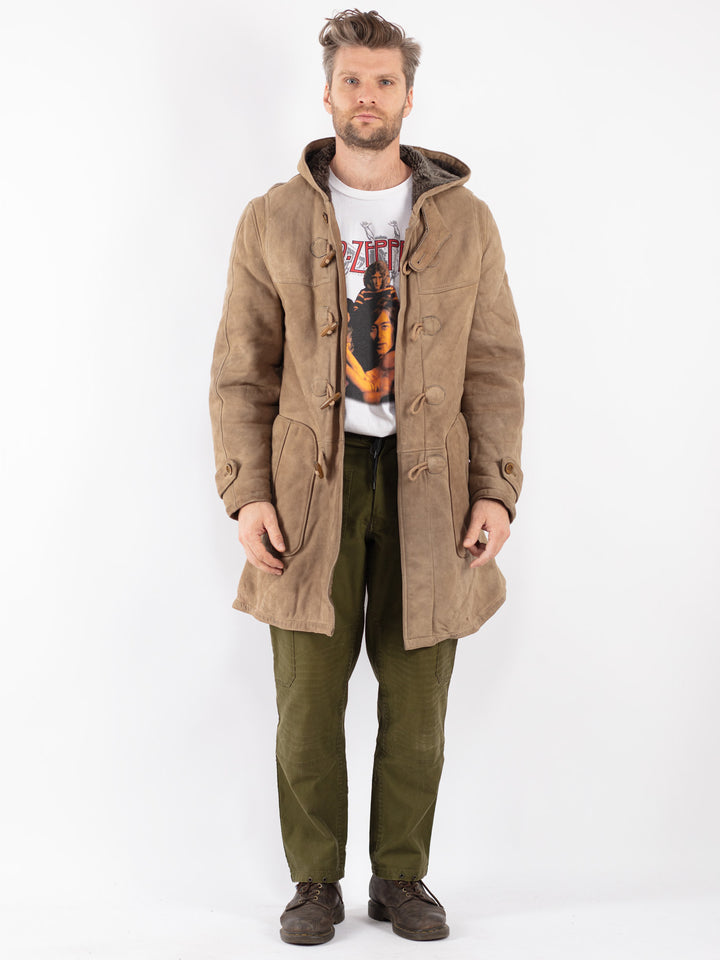 Vintage 70's Men Sheepskin Coat in Beige