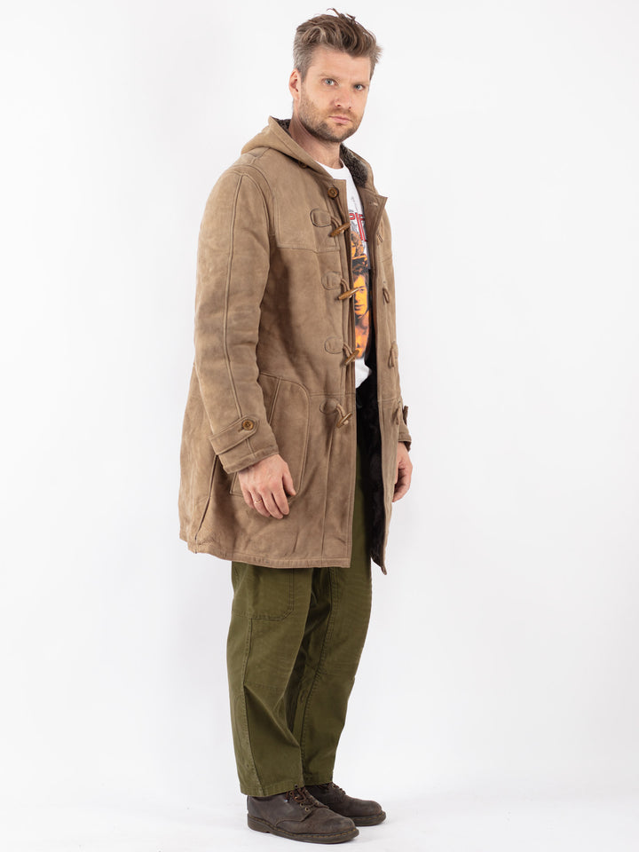 Vintage 70's Men Sheepskin Coat in Beige