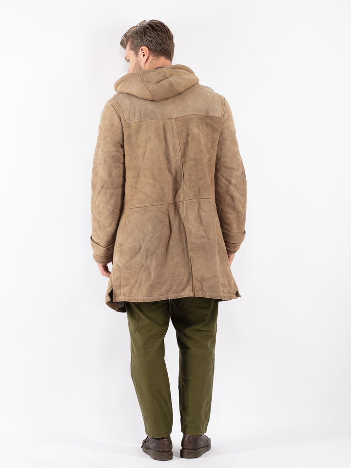 Vintage 70's Men Sheepskin Coat in Beige