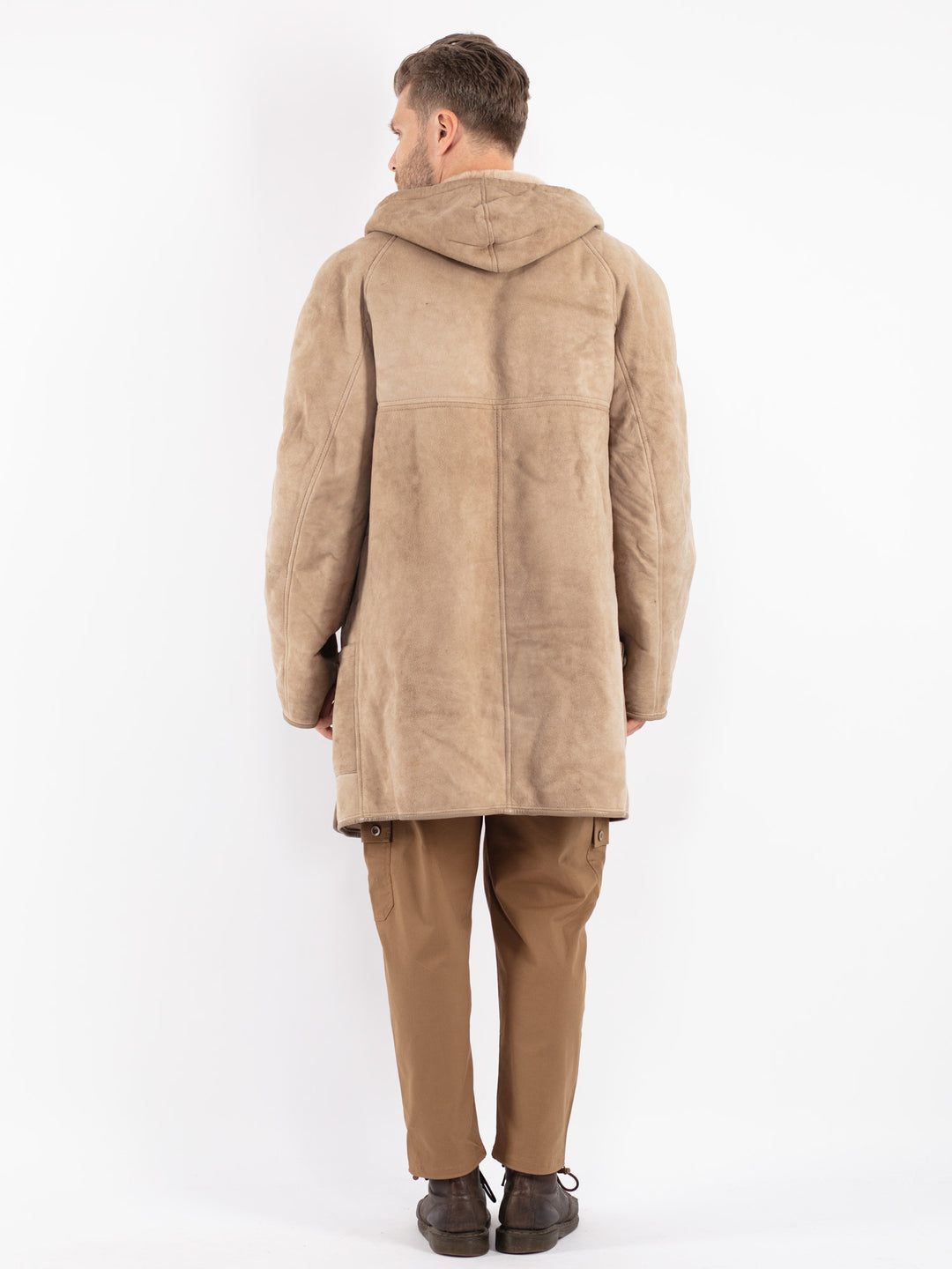 Vintage 70's Men Sheepskin Coat in Beige
