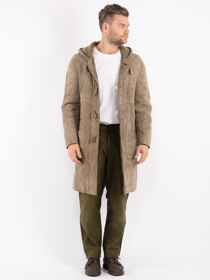 Vintage 70's Men Sheepskin Coat in Green