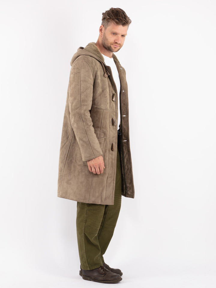 Vintage 70's Men Sheepskin Coat in Green