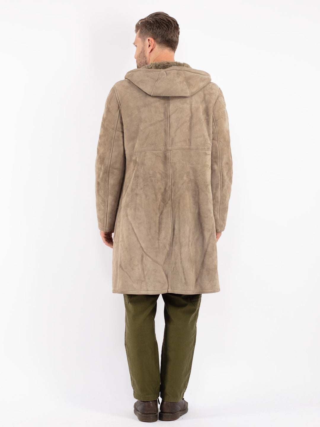Vintage 70's Men Sheepskin Coat in Green