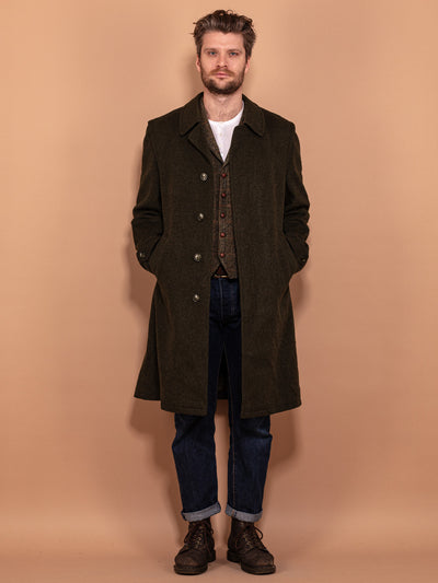 Loden Wool Coat 70s, Loden Coat In Green Size L, Woolen Coat, Winter Wool Coat, Preppy Formal Elegant Wool Overcoat, Vintage Men Clothing