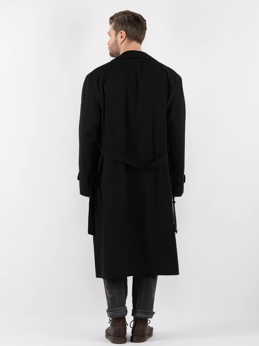Vintage 70's Men Trench Coat in Black
