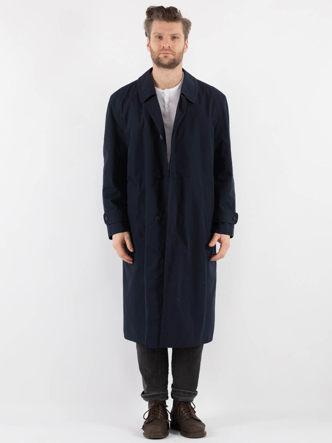 Vintage 70's Men Trench Coat in Blue