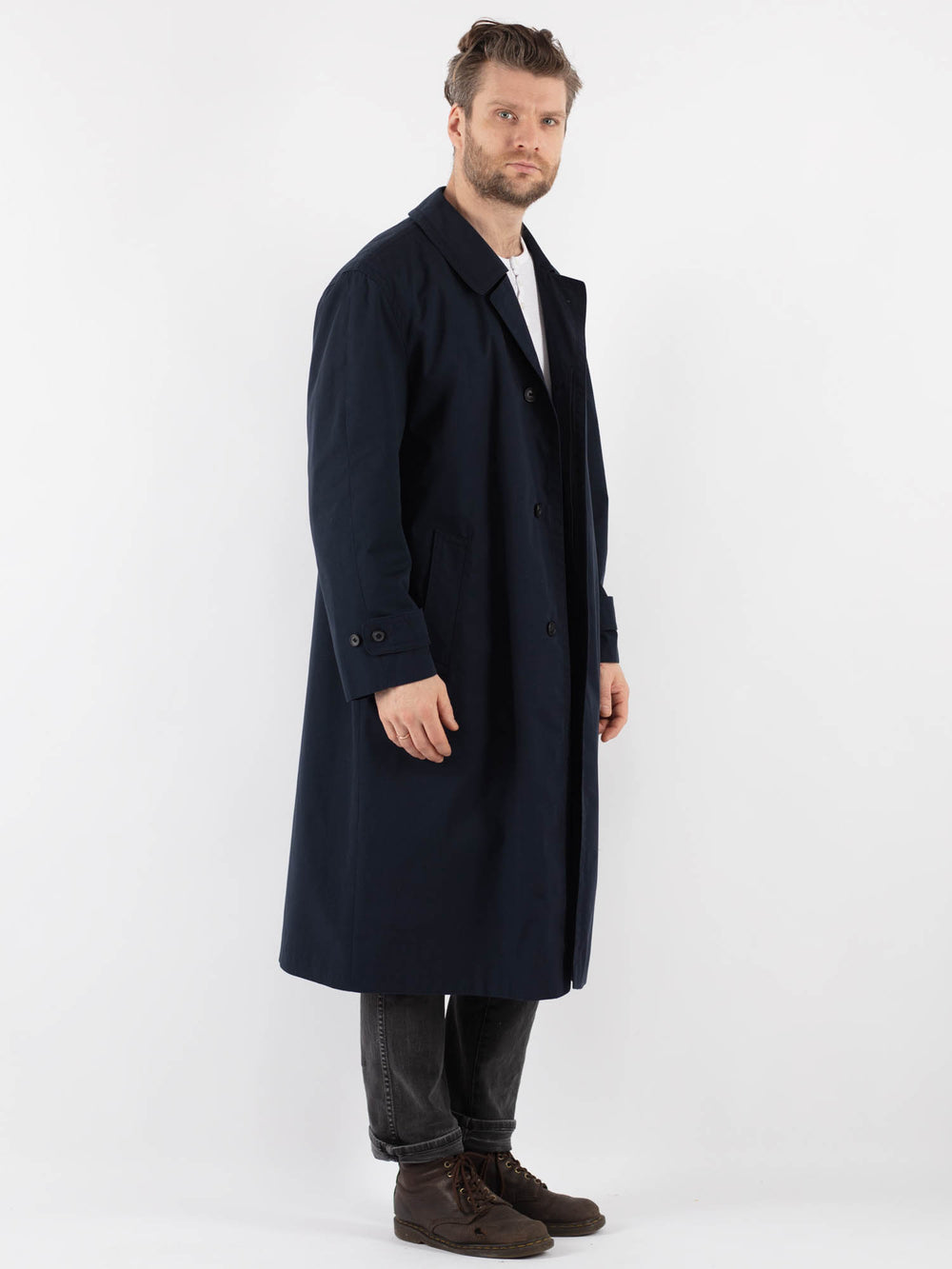 Vintage 70's Men Trench Coat in Blue