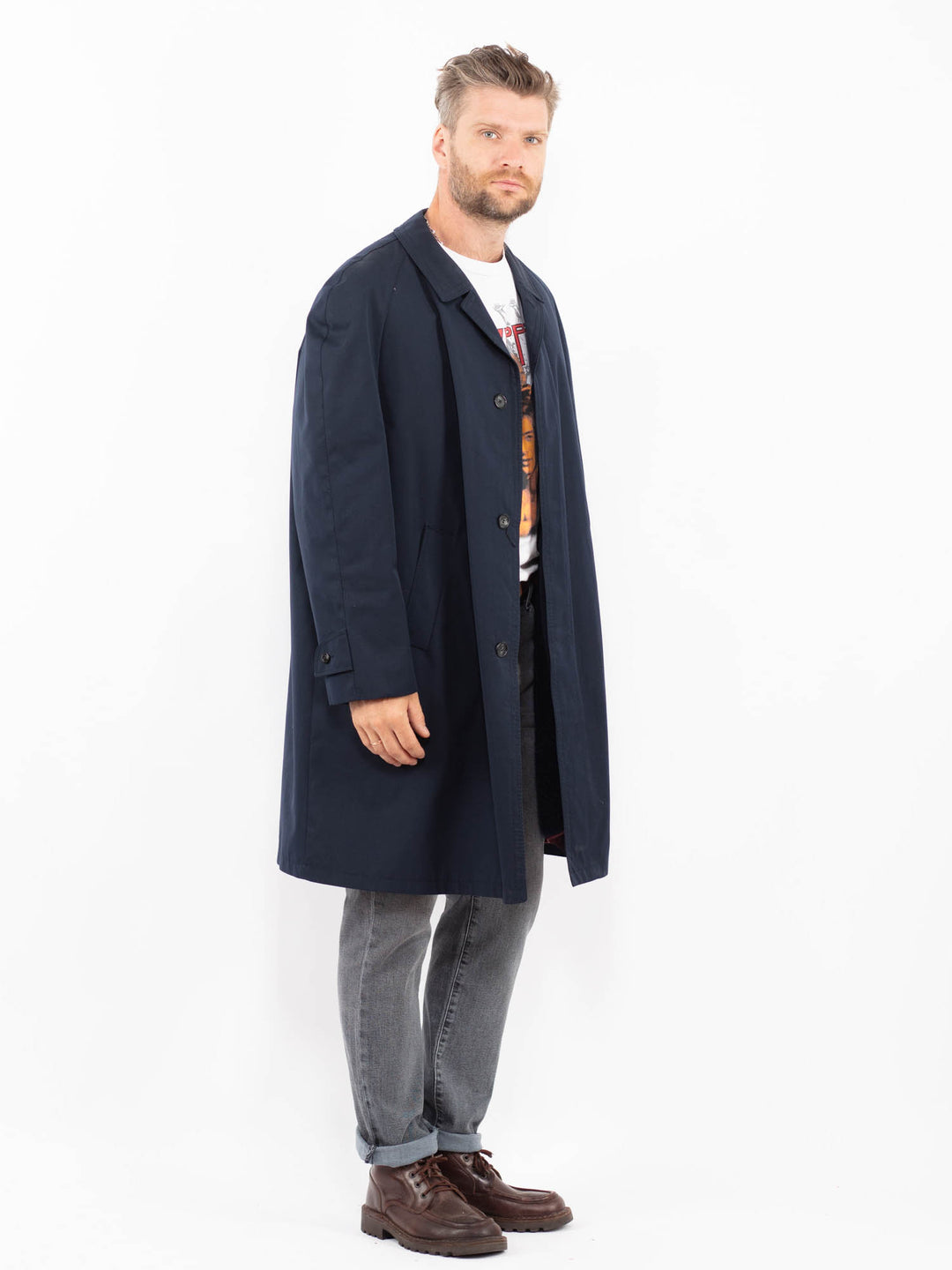 Vintage 70's Men Mac Coat in BlueZ2317