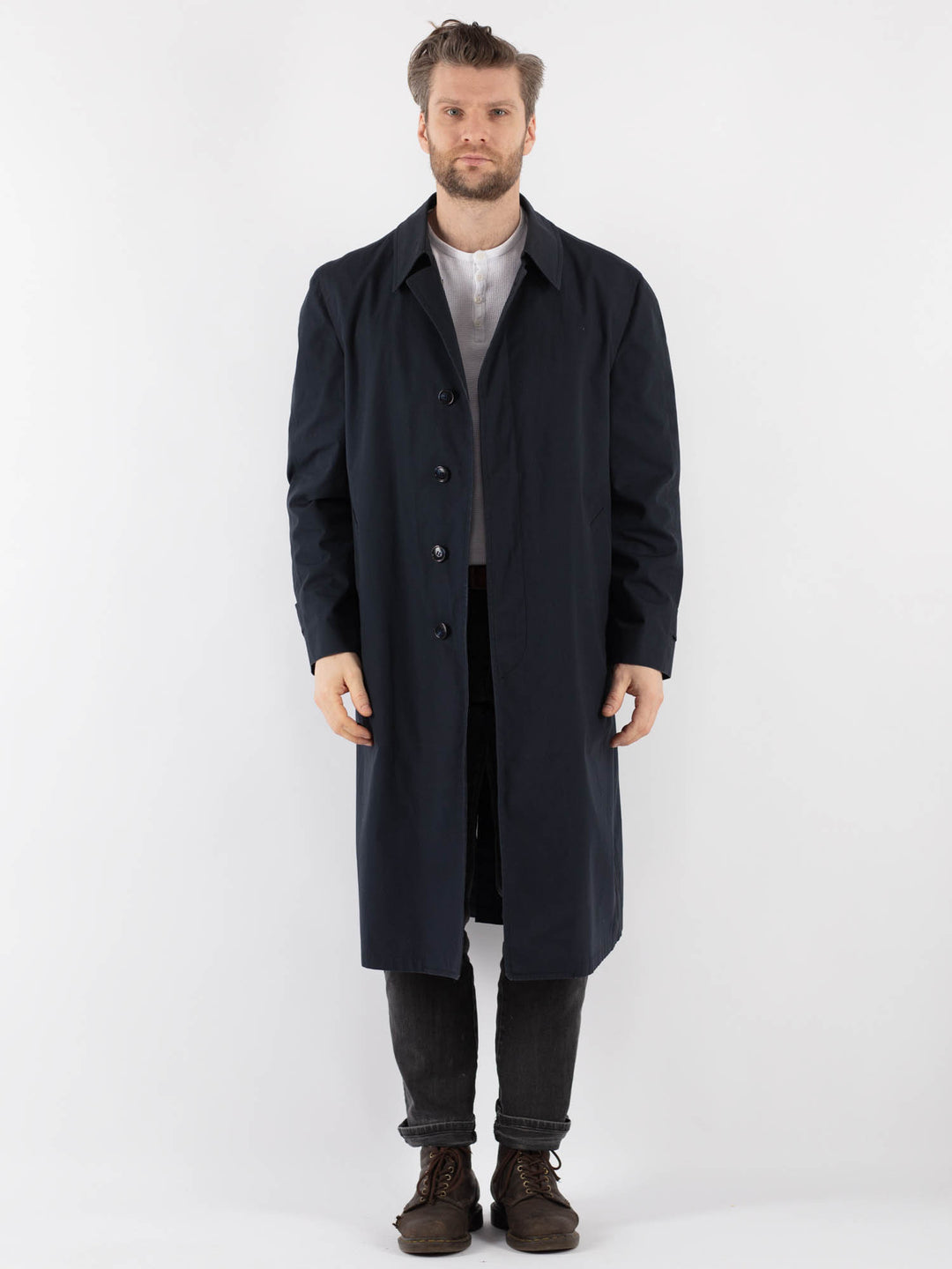 Vintage 70's Men Trench Coat in Blue