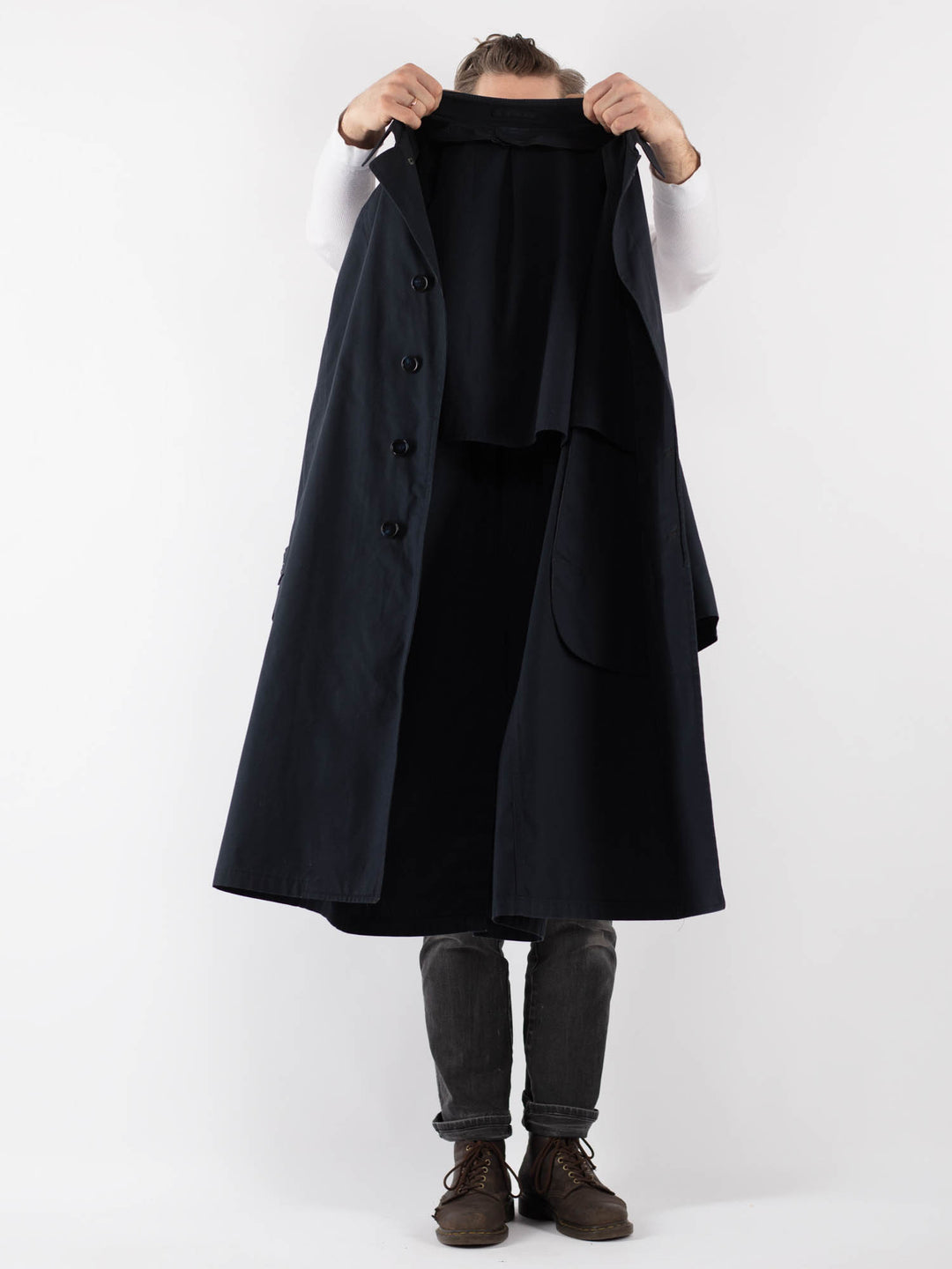 Vintage 70's Men Trench Coat in Blue