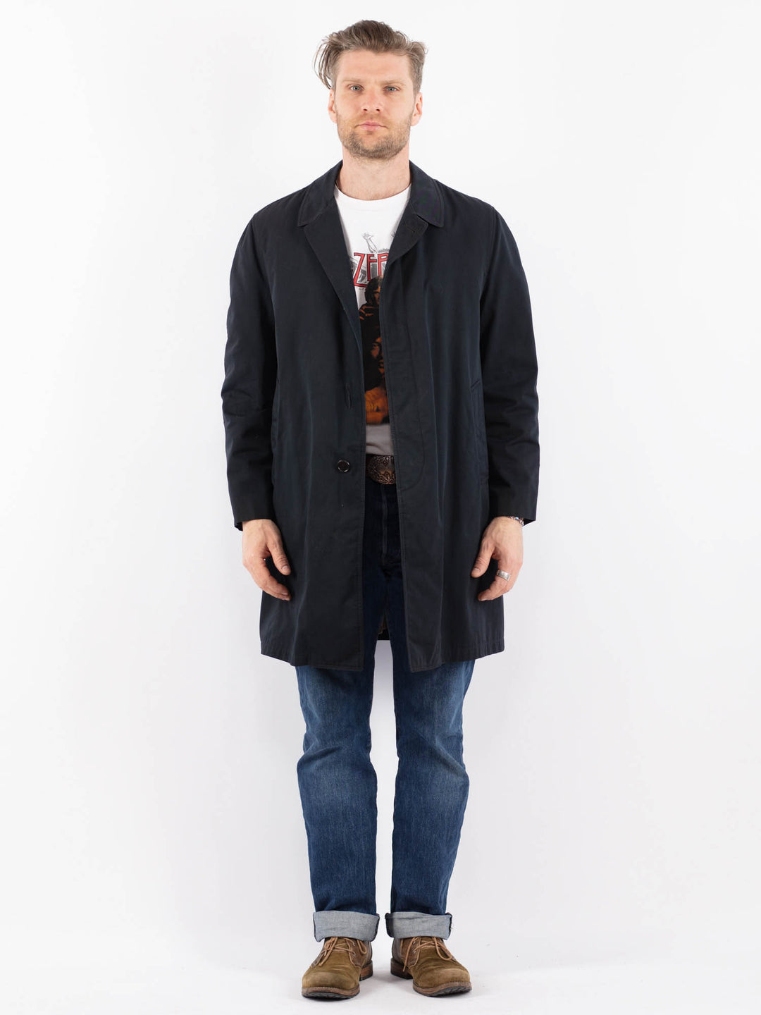 Vintage 70's Men Mac Coat in BlueZ1498