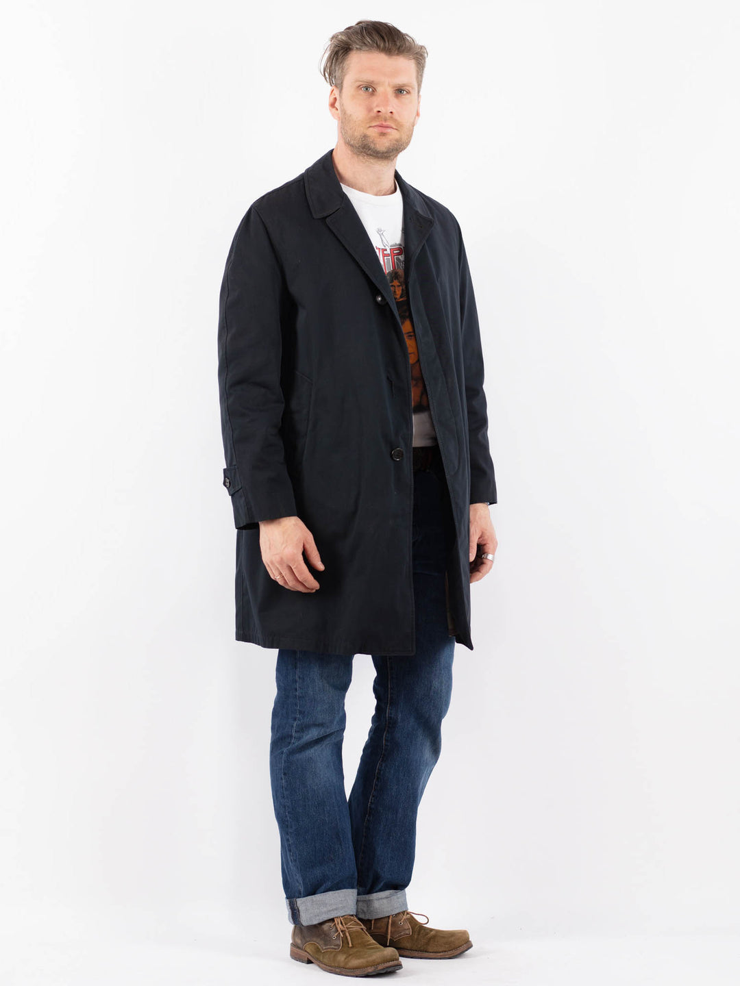 Vintage 70's Men Mac Coat in BlueZ1498