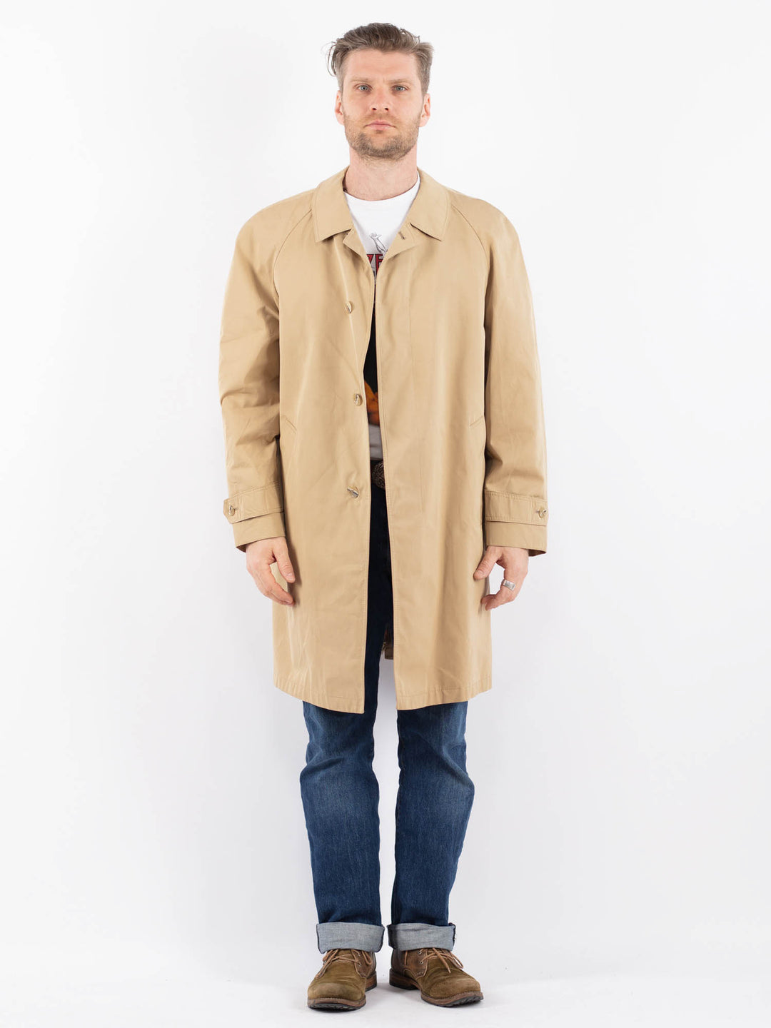 Vintage 70's Men Mac Coat in BeigeZ1500