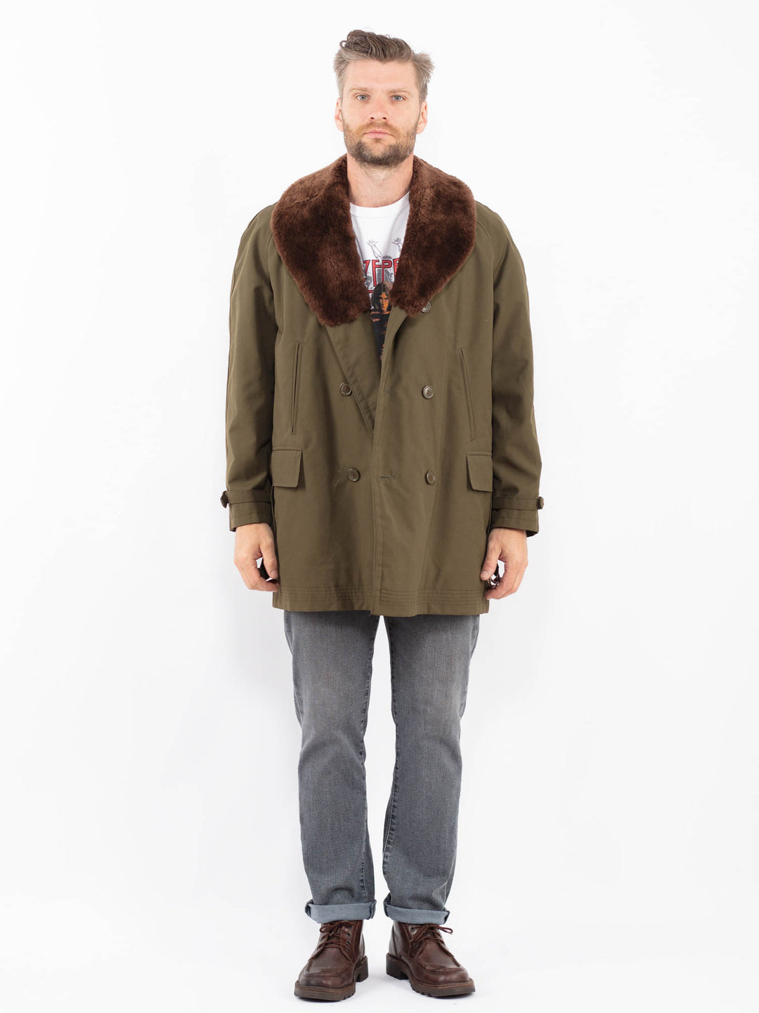 Vintage 70's Men Trench Coat in GreenZ2304
