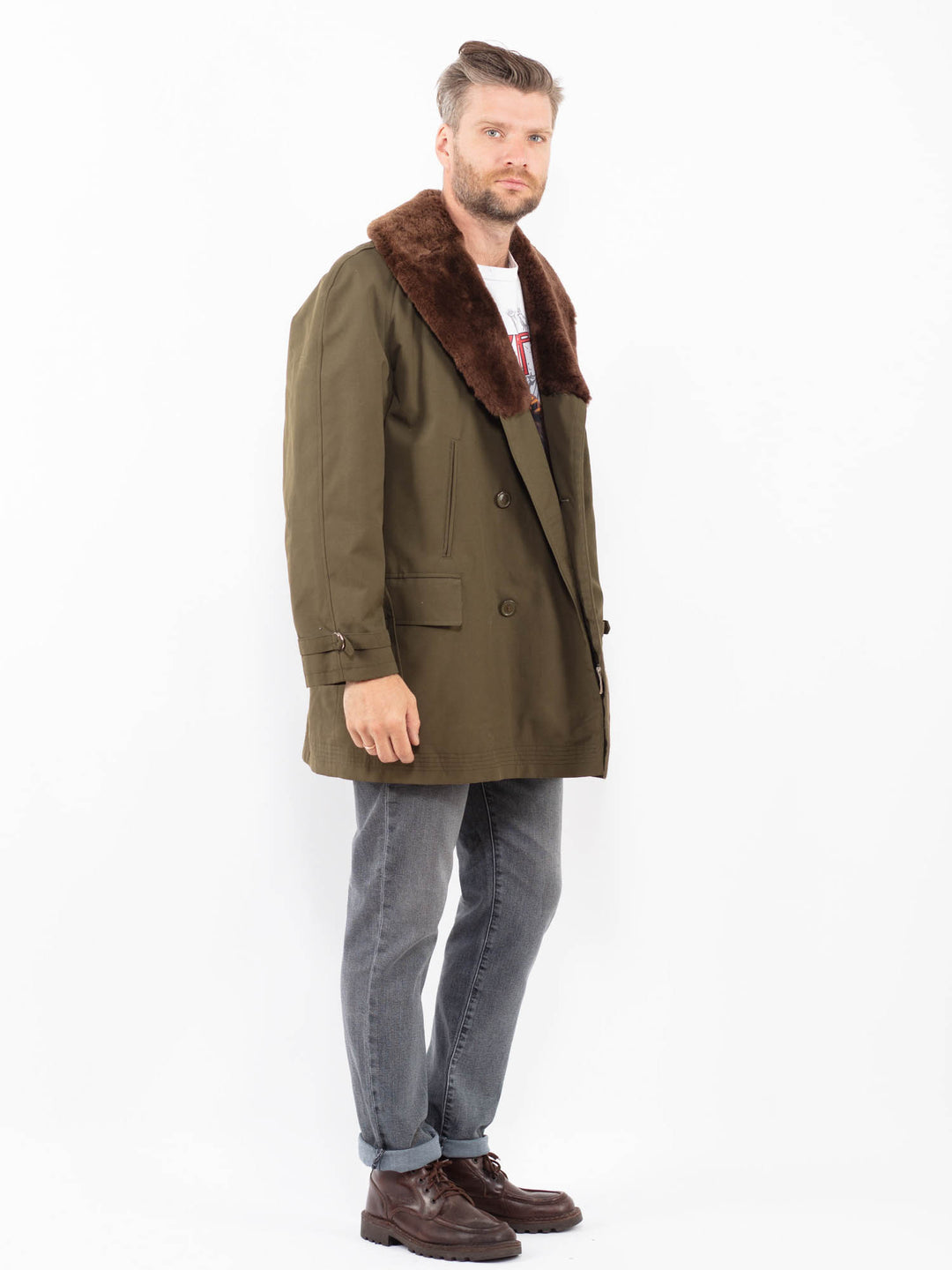 Vintage 70's Men Trench Coat in GreenZ2304
