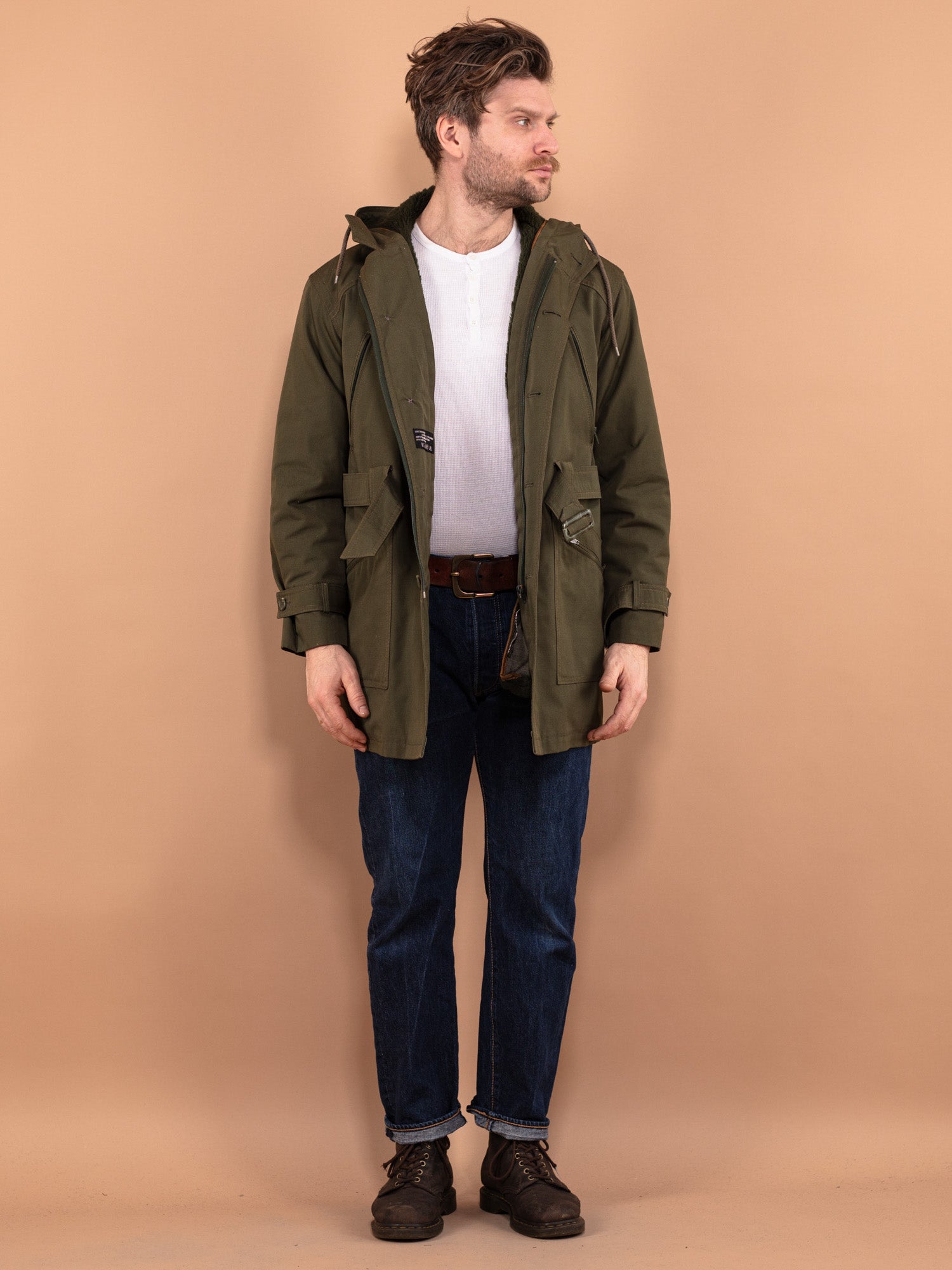 Mens military style jacket green best sale