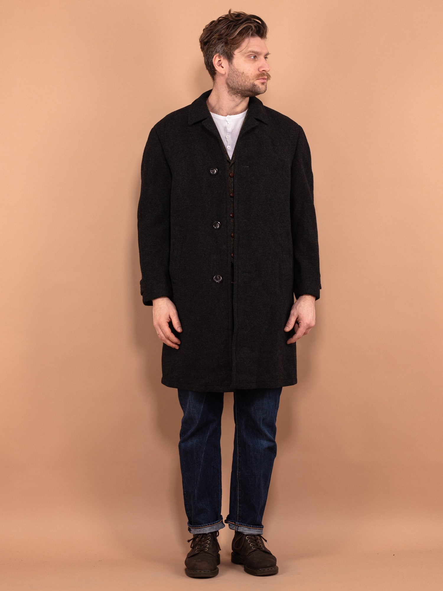Online Vintage Store 70 s Men Pure New Wool Coat Northern Grip NorthernGrip