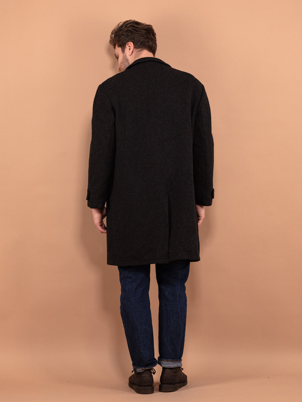 Vintage 70's Men Pure New Wool Coat in Gray - NorthernGrip