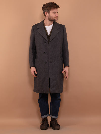 Vintage Wool Coat 70s, Wool Coat In Gray Size M, Vintage Woolen Coat, Spring Wool Coat, Old Fashioned Coat, Minimalist Coat, Made in France