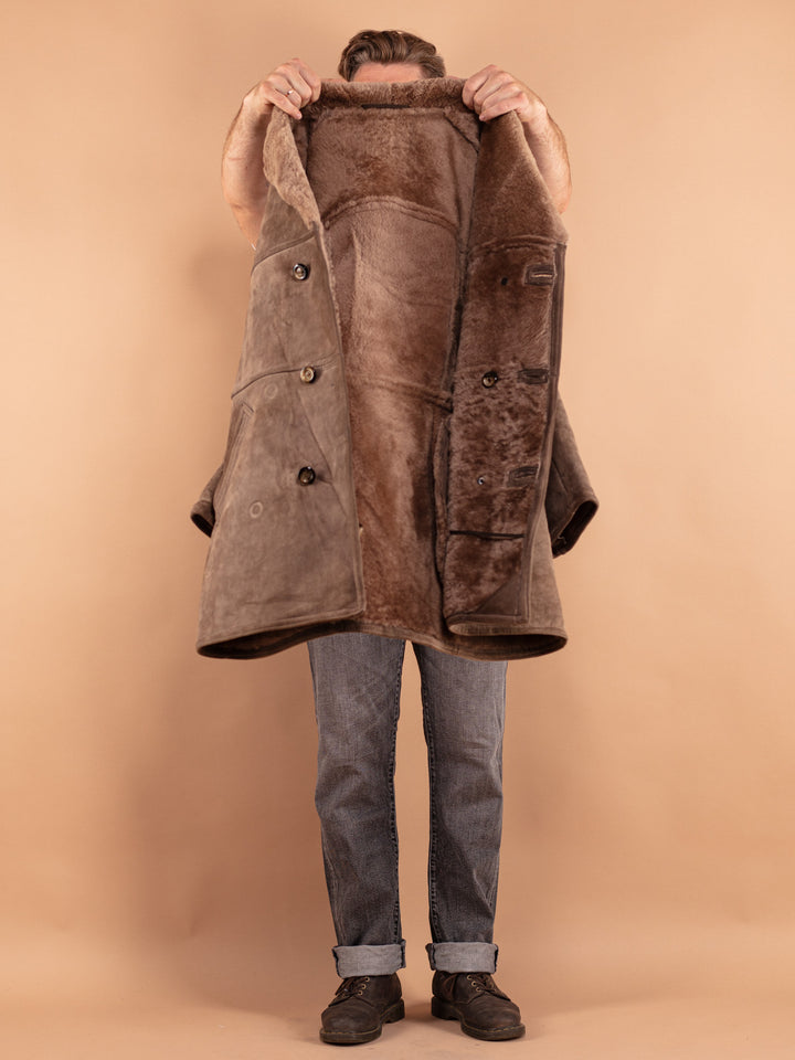 Vintage 70's Men Sheepskin Coat in Beige