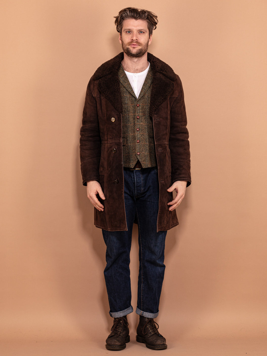 Online Vintage Store 70's Men Sheepskin Coat Northern Grip