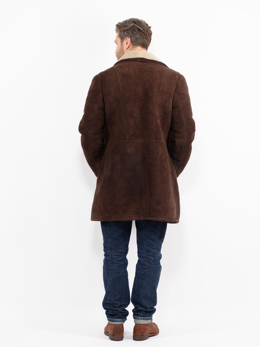 Vintage 70's Men Sheepskin Coat in BrownZ2639