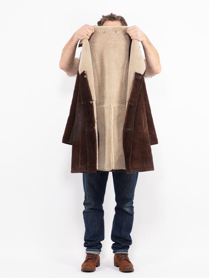 Vintage 70's Men Sheepskin Coat in BrownZ2639