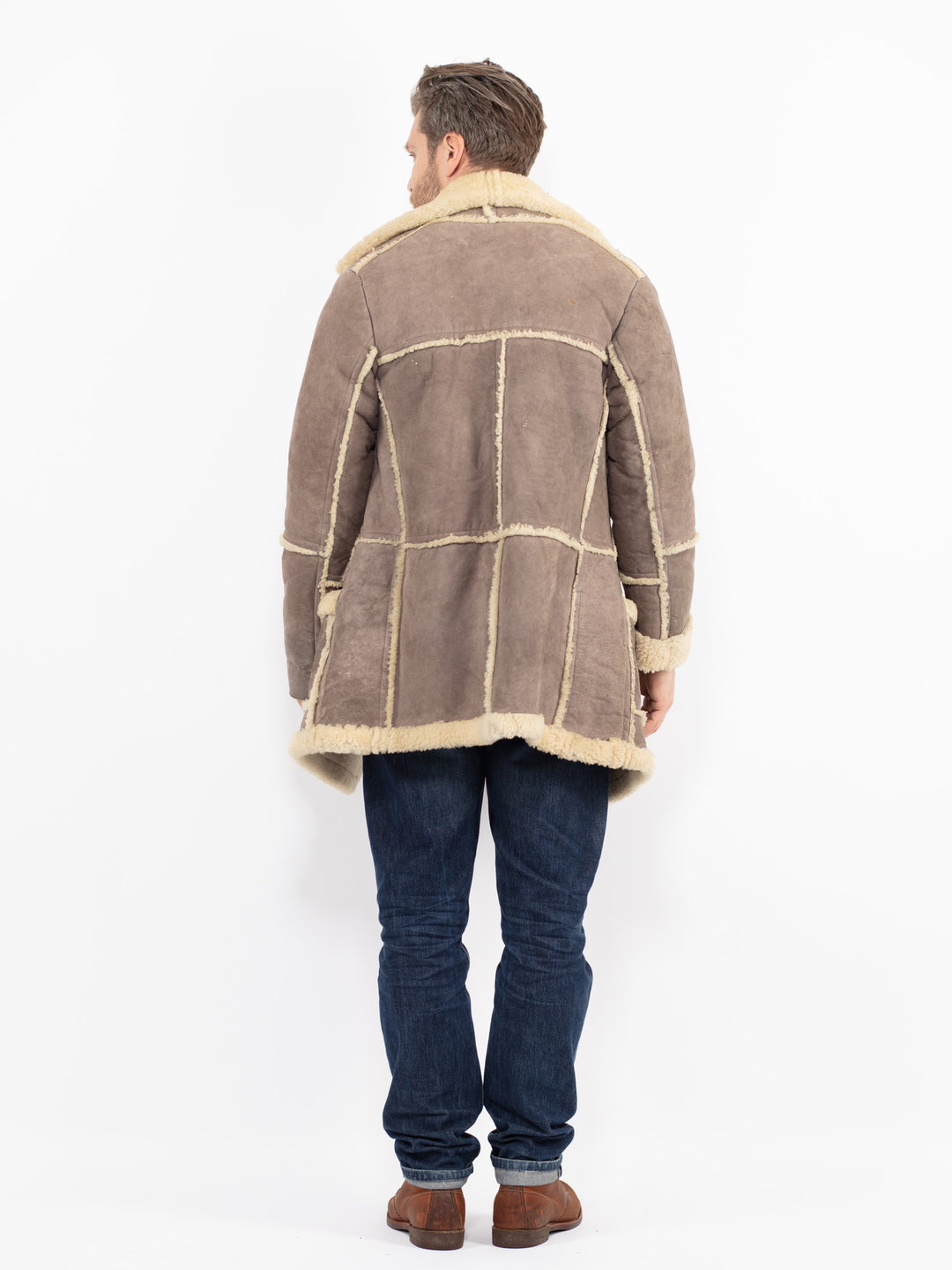 Vintage 70's Men Sheepskin Coat in GrayZ2640