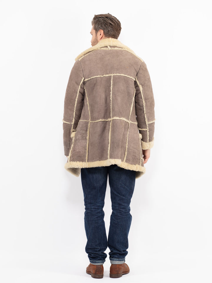Vintage 70's Men Sheepskin Coat in GrayZ2640
