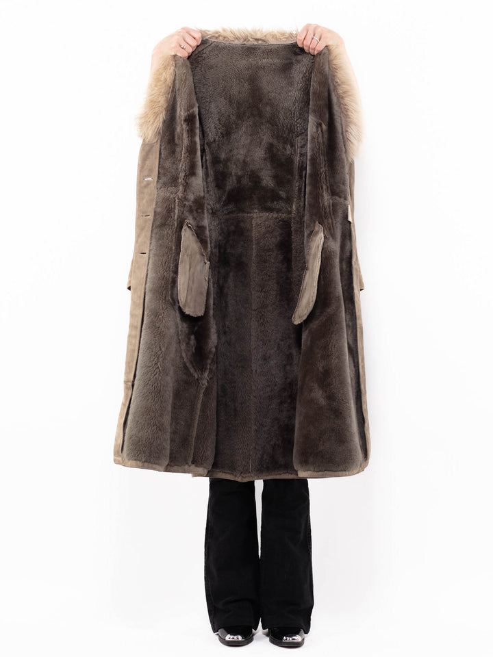Vintage 70's Women Sheepskin Coat in BeigeA0781