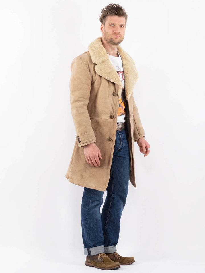 Vintage 70's Men Sheepskin Coat in BeigeZ1507