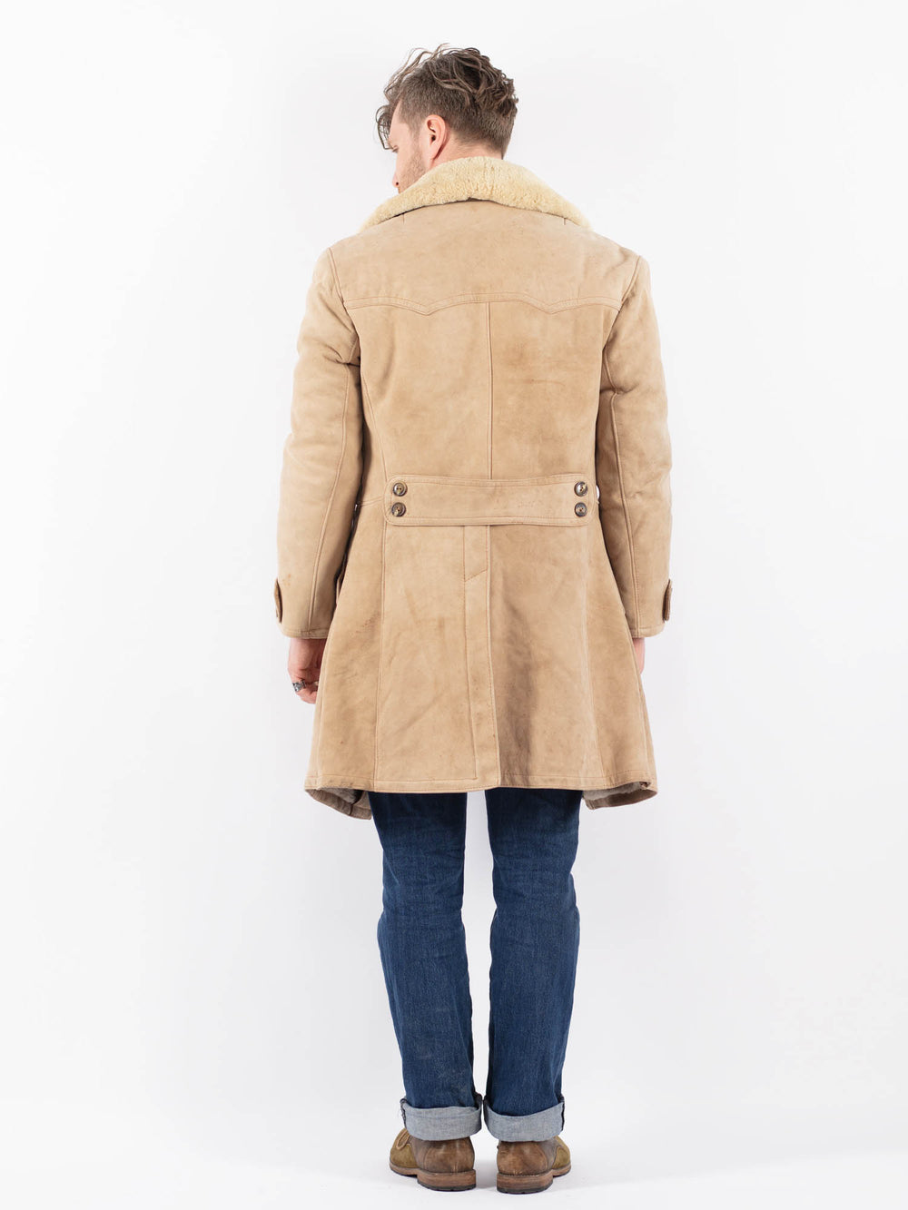 Vintage 70's Men Sheepskin Coat in BeigeZ1507