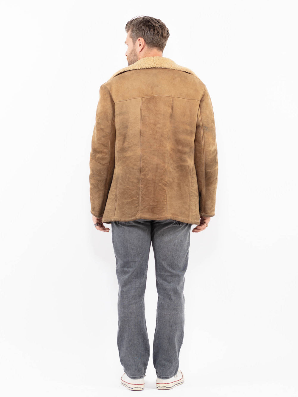 Vintage 70's Men Sheepskin Coat in BrownZ1909