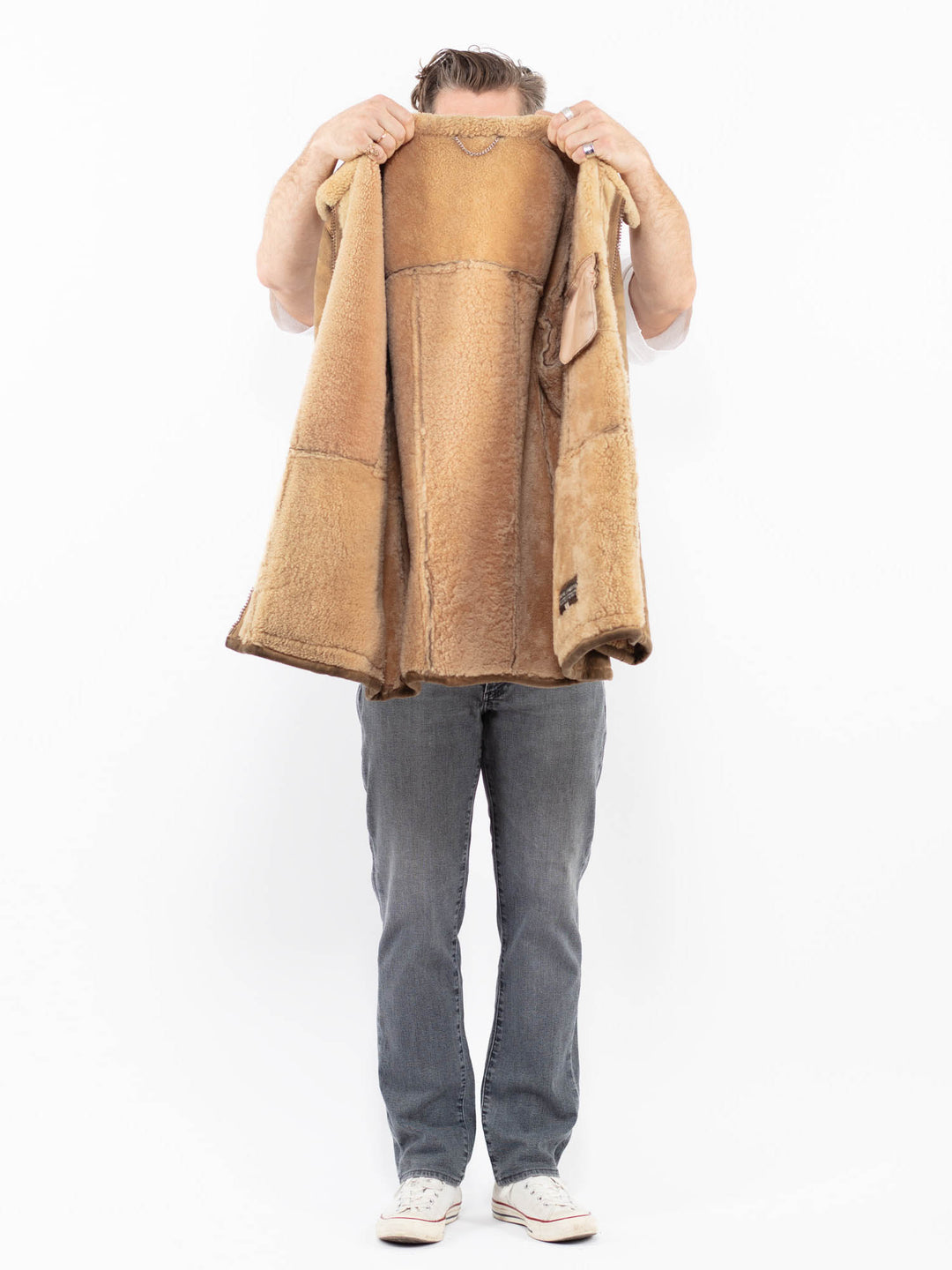Vintage 70's Men Sheepskin Coat in BrownZ1909
