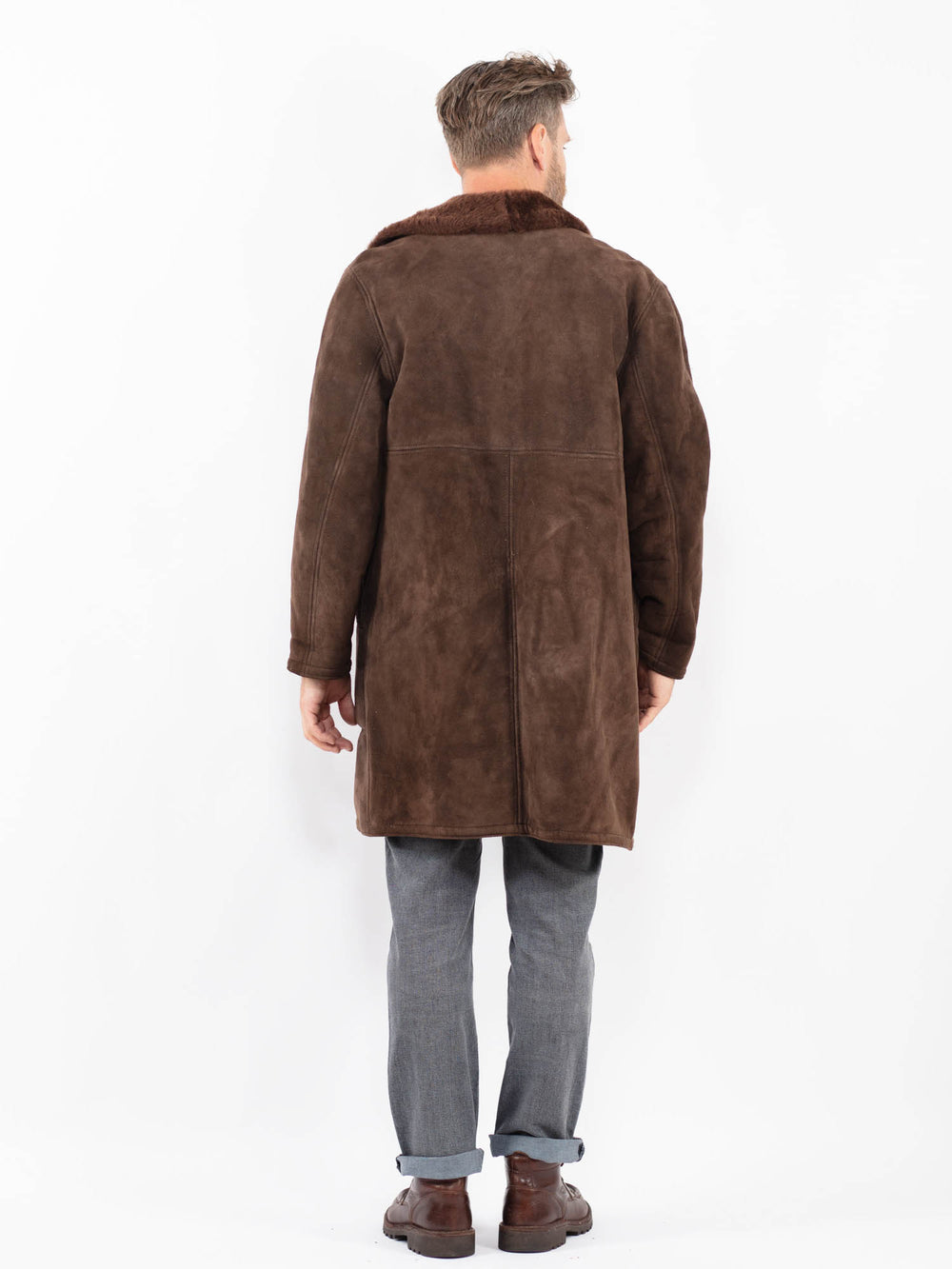 Vintage 70's Men Sheepskin Coat in BrownZ2259