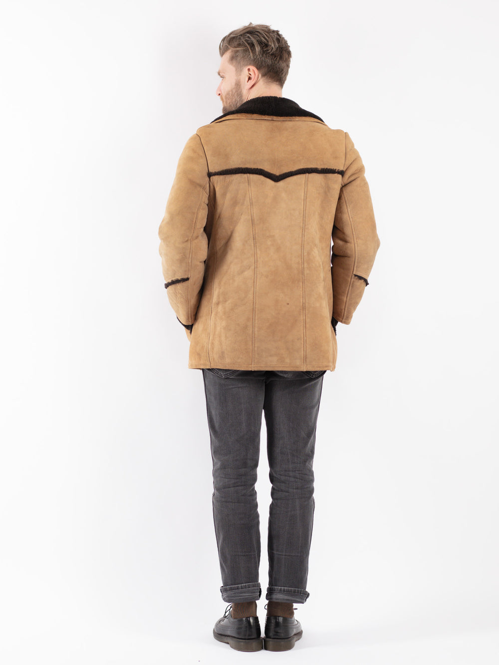Vintage 70's Men Sheepskin Coat in BeigeZ300